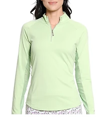 Sport Haley Sunscape UPF Mesh Long Sleeve Quarter Zip Mockneck Top