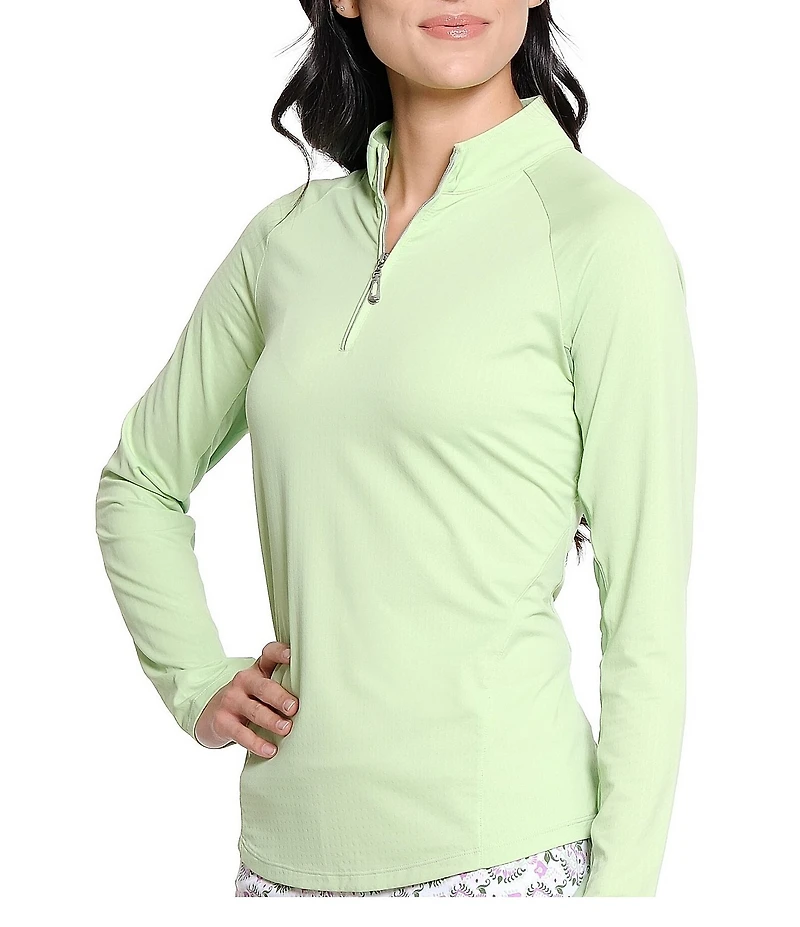 Sport Haley Sunscape UPF Mesh Long Sleeve Quarter Zip Mockneck Top