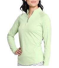 Sport Haley Sunscape UPF Mesh Long Sleeve Quarter Zip Mockneck Top