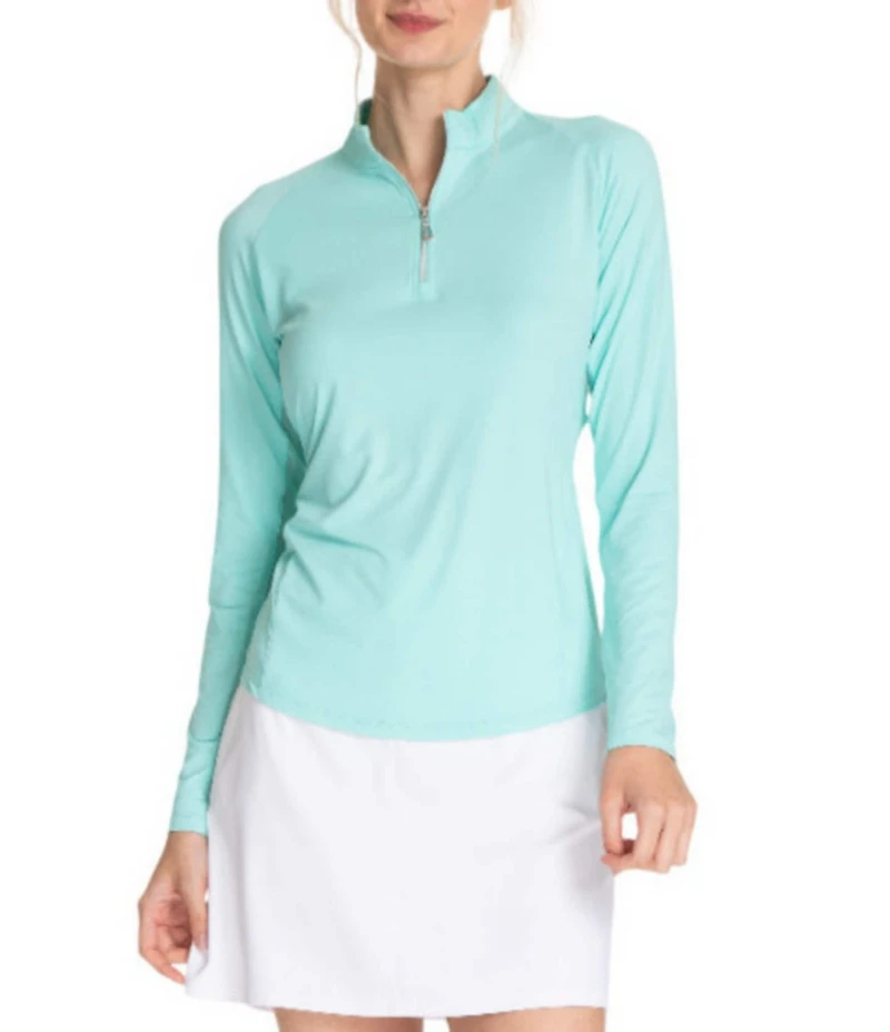 Sport Haley Sunscape UPF Mesh Long Sleeve Quarter Zip Mockneck Top