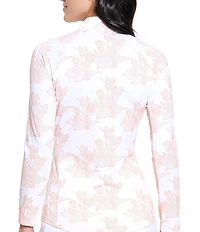 Sport Haley Tempo Blossom Printed Quarter-Zip Mock Neck Long Sleeve Top