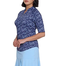 Sport Haley Tempo Printed Mock Neck Elbow Sleeve Top