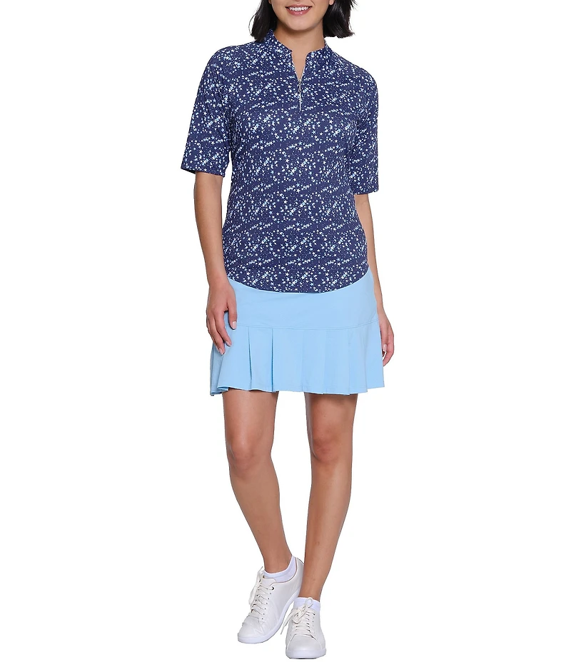 Sport Haley Tempo Printed Mock Neck Elbow Sleeve Top