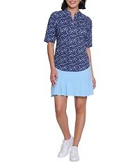 Sport Haley Tempo Printed Mock Neck Elbow Sleeve Top