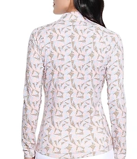 Sport Haley Tempo Tile Printed Quarter-Zip Mock Neck Long Sleeve Top
