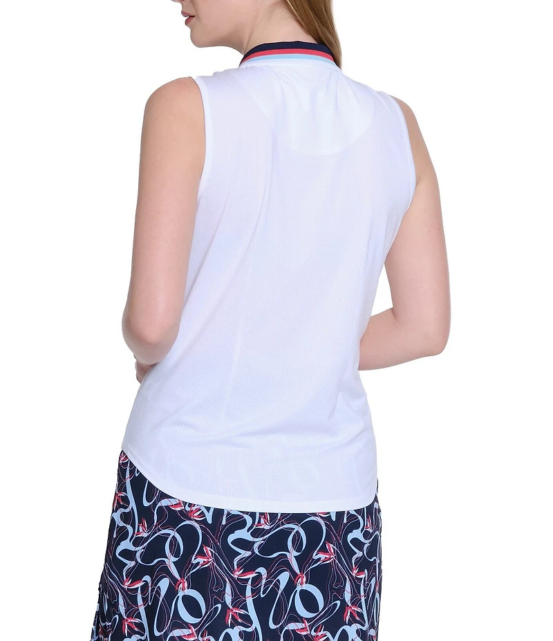 Sport Haley Vista Collared Sleeveless Contrast Trim Detail Quarter-Zip Polo