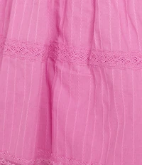 Lace Square Neck Short Flutter Sleeve Tiered Mini Dress