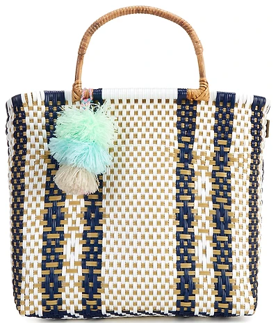Squeeze De Citron Bamboo Handle Ocean Pearl Tote Bag