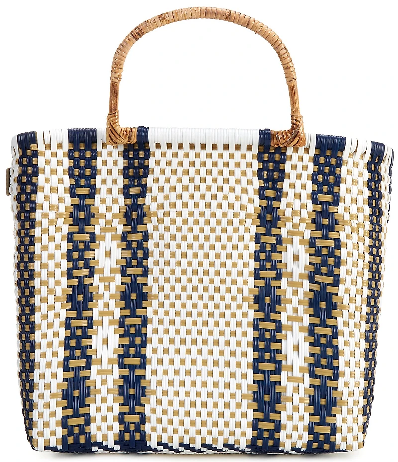 Squeeze De Citron Bamboo Handle Ocean Pearl Tote Bag