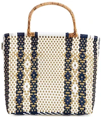 Squeeze De Citron Bamboo Handle Ocean Pearl Tote Bag