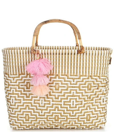 Squeeze De Citron Bamboo Handle Sconset Resort Sand Tote Bag
