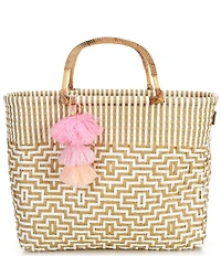 Squeeze De Citron Bamboo Handle Sconset Resort Sand Tote Bag