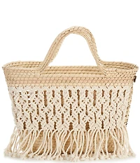 Squeeze De Citron Resort Macrame Palm Bell Handle Tote Bag