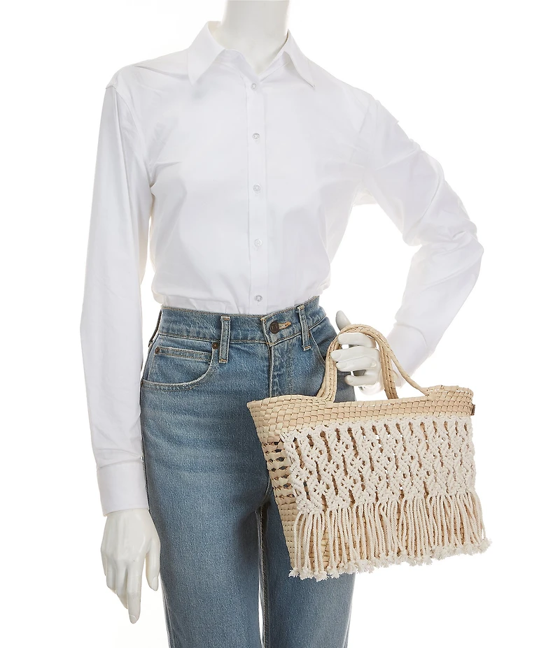 Squeeze De Citron Resort Macrame Palm Bell Handle Tote Bag
