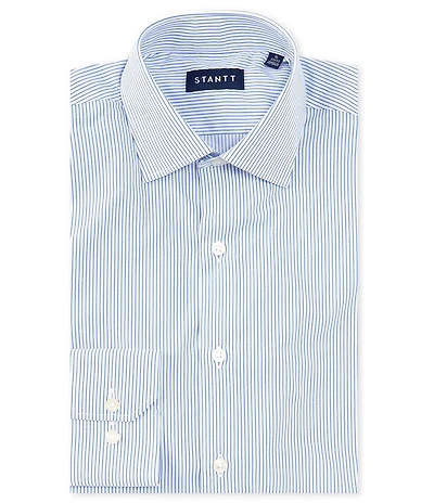 STANTT Classic Fit Performance Stretch Spread Collar Bengal Stripe Dress Shirt