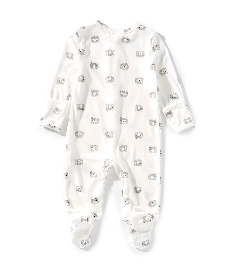 Starting Out Baby Boys Bear Print Fold Over Cuffs Footed Coverall