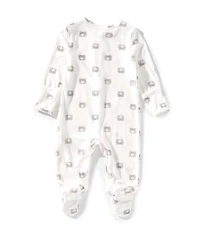 Starting Out Baby Boys Bear Print Fold Over Cuffs Footed Coverall