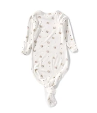 Starting Out Baby Boys Bear Print Fold-Over Cuffs Knotted Gown