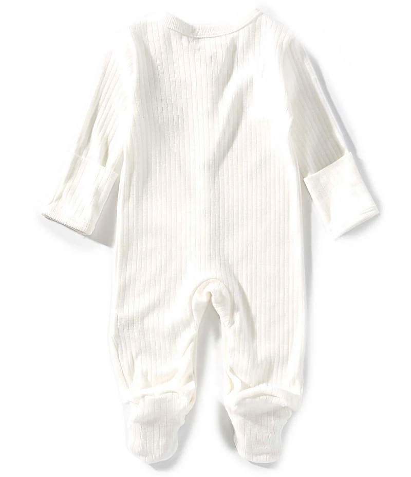 Starting Out Baby Boys Long-Sleeve Fold-Over Cuffs Bear Applique Footie Coverall