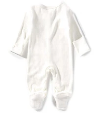 Starting Out Baby Boys Long-Sleeve Fold-Over Cuffs Bear Applique Footie Coverall