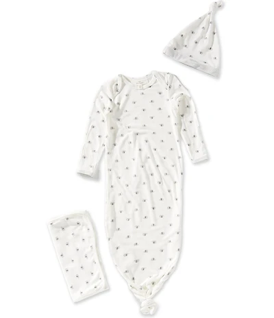 Starting Out Baby Boys Long Sleeve Elephant Knotted Gown 3-Piece Set
