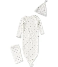 Starting Out Baby Boys Long Sleeve Elephant Knotted Gown 3-Piece Set