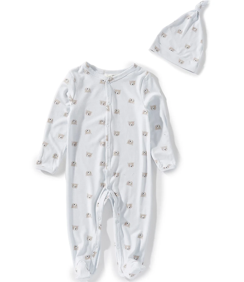 Starting Out Baby Boys Long Sleeve Footie Bear Coverall & Knot Hat 2-Piece Set Bear Footed