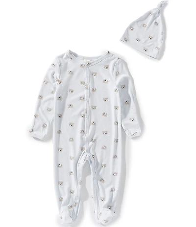 Starting Out Baby Boys Long Sleeve Footie Bear Coverall & Knot Hat 2-Piece Set Bear Footed