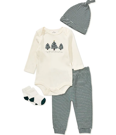 Starting Out Baby Boys Long Sleeve My First Christmas Bodysuit, Beanie, Socks & Pant Set