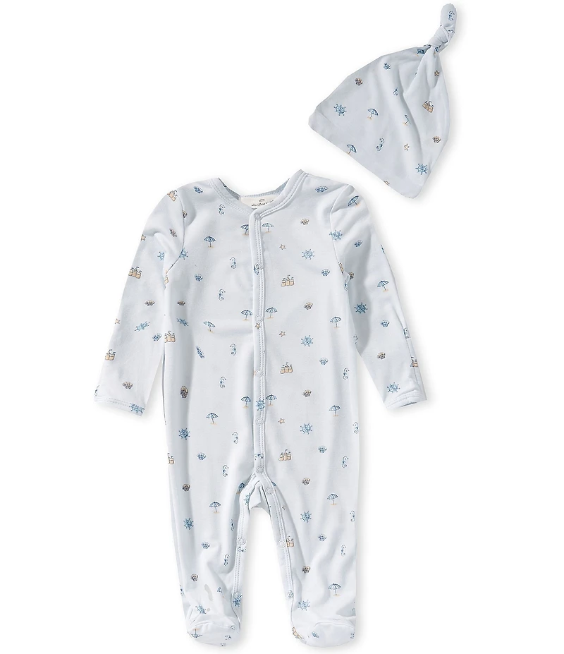 Starting Out Baby Boys Long Sleeve Nautical Print Footed Coverall