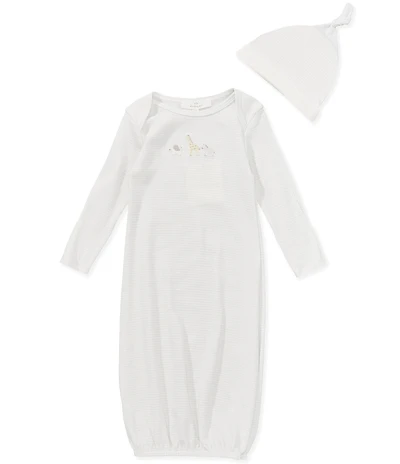 Starting Out Baby Boys Long Sleeve Zoo Animals Striped Gown