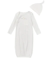 Starting Out Baby Boys Long Sleeve Zoo Animals Striped Gown