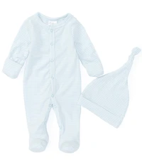 Starting Out Baby Boys Long Sleeve Footie Stipe Coverall & Knot Hat 2-Piece Set