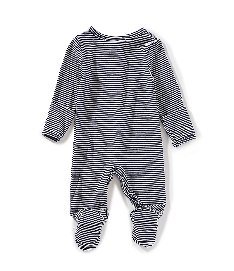 Starting Out Baby Boys Long Sleeve Footie Stipe Coverall & Knot Hat 2-Piece Set