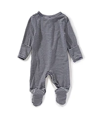 Starting Out Baby Boys Long Sleeve Footie Stipe Coverall & Knot Hat 2-Piece Set