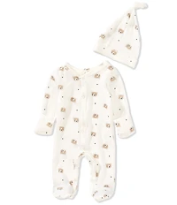 Starting Out Baby Boys Long Sleeve Fold Over Cuff Footie Bear Coverall & Knot Hat 2-Piece Set