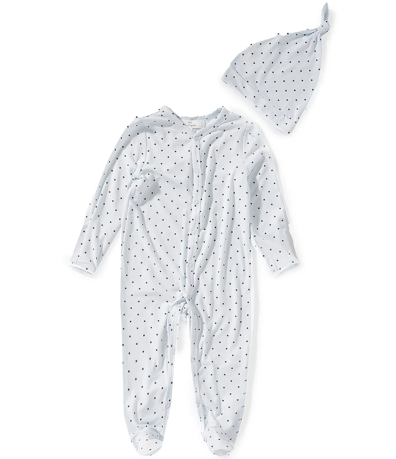 Starting Out Baby Boys Long Sleeve Star Print Footed Coverall & Hat Set