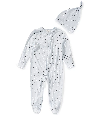 Starting Out Baby Boys Long Sleeve Star Print Footed Coverall & Hat Set