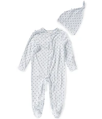 Starting Out Baby Boys Long Sleeve Star Print Footed Coverall & Hat Set