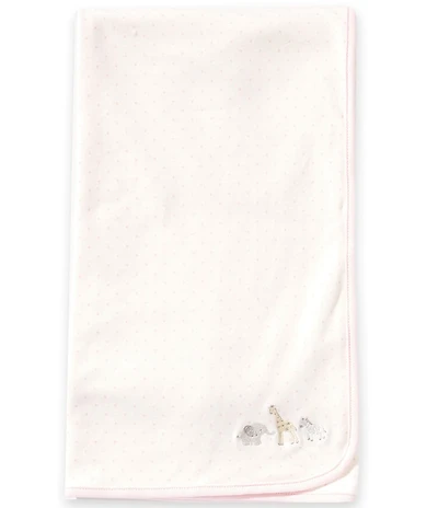 Starting Out Baby Girls Cotton Elephant Applique Polka Dot Swaddle Blanket