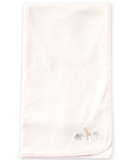 Starting Out Baby Girls Cotton Elephant Applique Polka Dot Swaddle Blanket