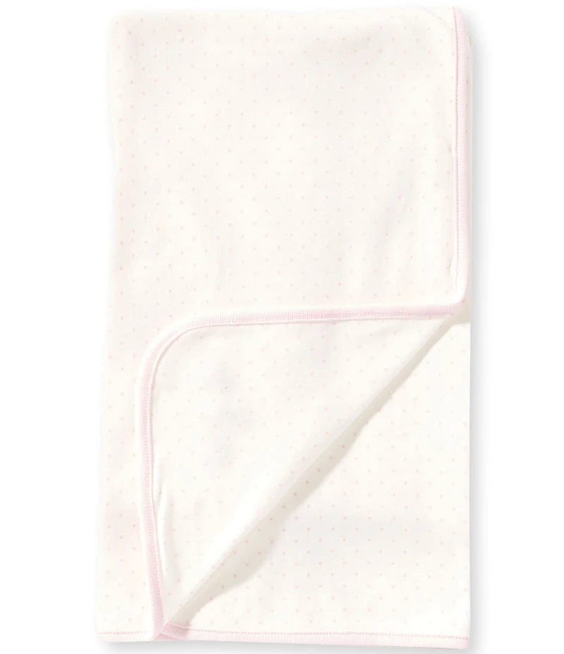 Starting Out Baby Girls Cotton Elephant Applique Polka Dot Swaddle Blanket