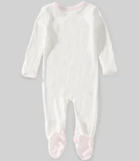 Starting Out Baby Girls Long Sleeve Cotton Round Neck Embroidered Animals Footed Coverall Set