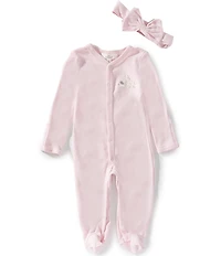 Starting Out Baby Girls Cotton Round Neck Long Sleeve Embroidered Animals Coverall