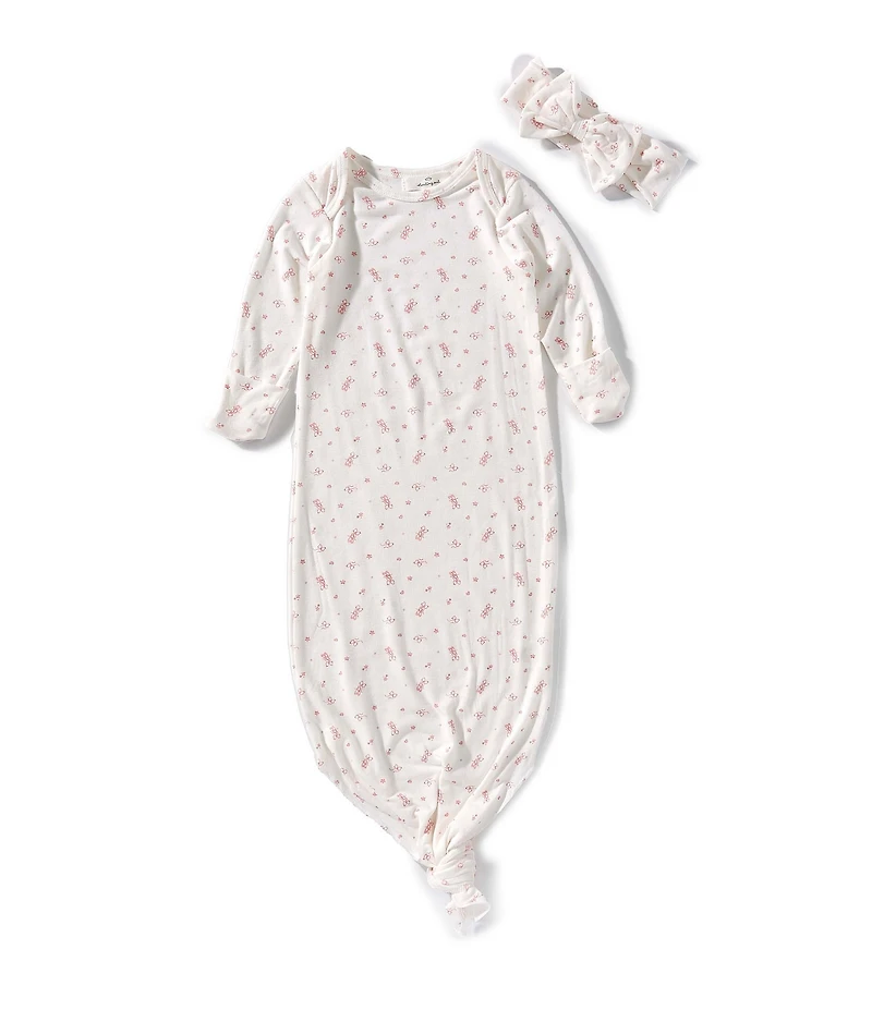 Starting Out Baby Girls Long Sleeve Ballet Print Knotted Gown