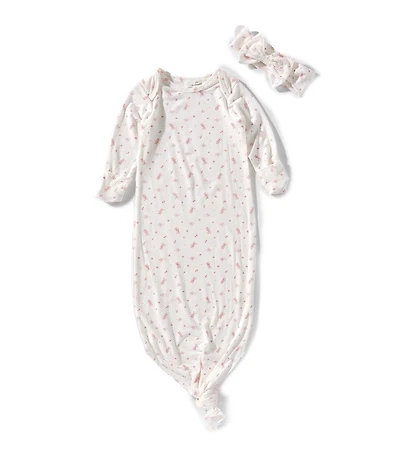 Starting Out Baby Girls Long Sleeve Ballet Print Knotted Gown
