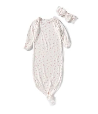 Starting Out Baby Girls Long Sleeve Ballet Print Knotted Gown