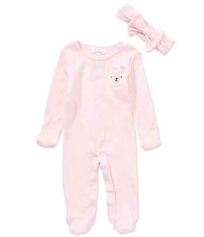 Starting Out Baby Girls Long-Sleeve Bear Pocket Footie Coverall