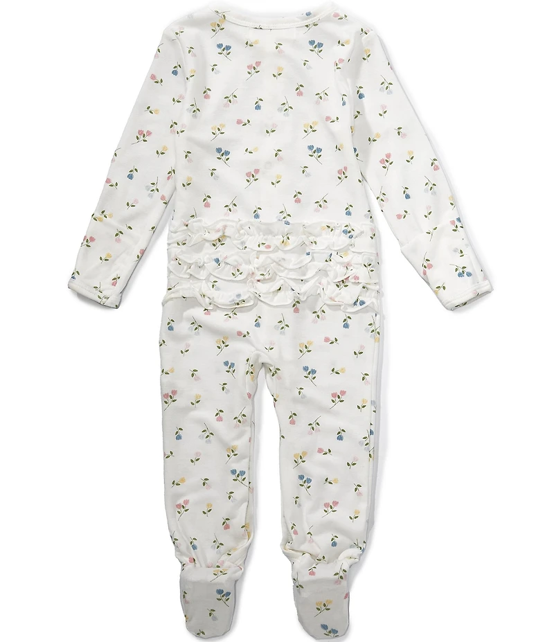 Starting Out Baby Girls Long Sleeve Floral Ruffle Footie Coverall