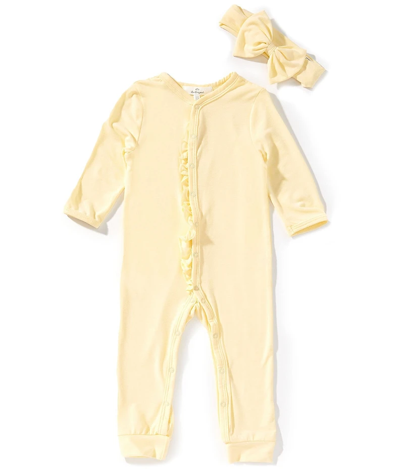 Starting Out Baby Girls Long Sleeve Ruffle Coverall & Headband Set